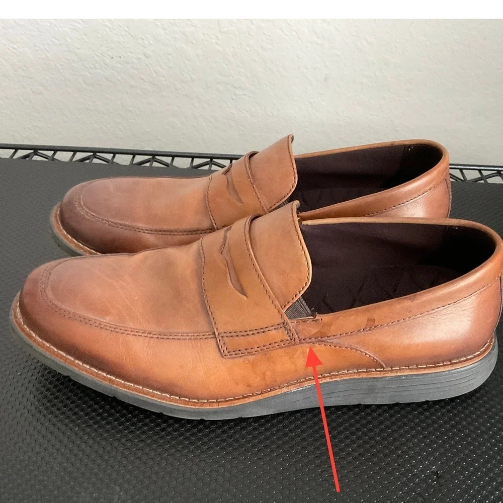 Rockport Total Motion Sport Dress Penny Loafers Mens 8.5 W Cognac CH6340